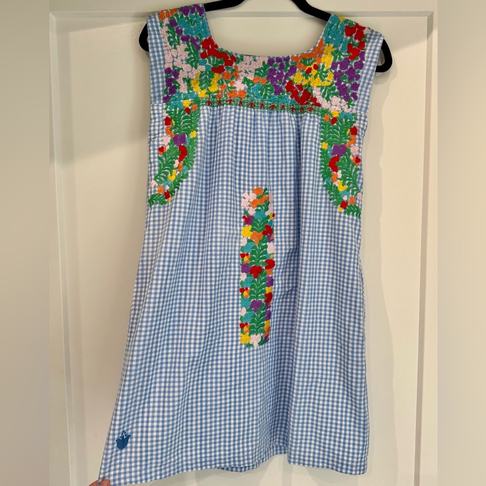 J.Marie Floral Embroidered Gingham Dress